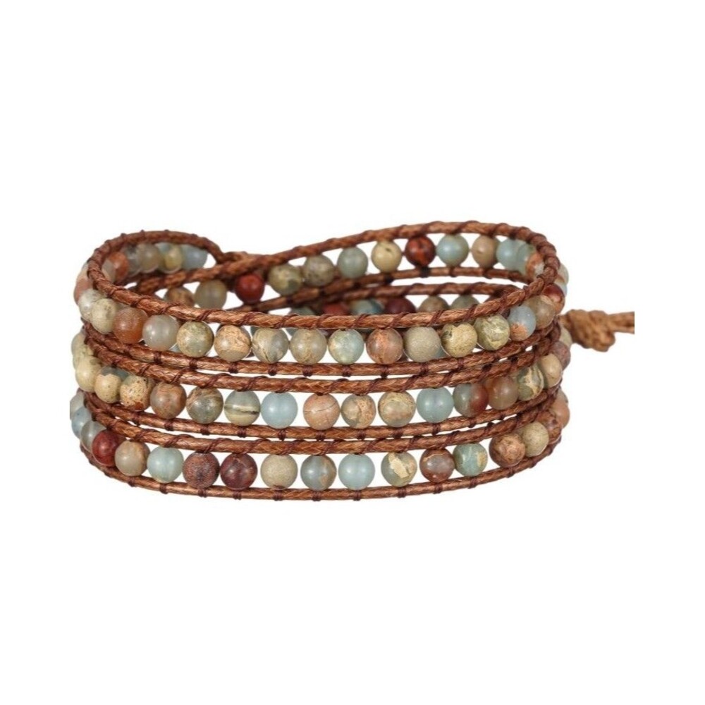 Bracelet wrap beaded brown boho premium